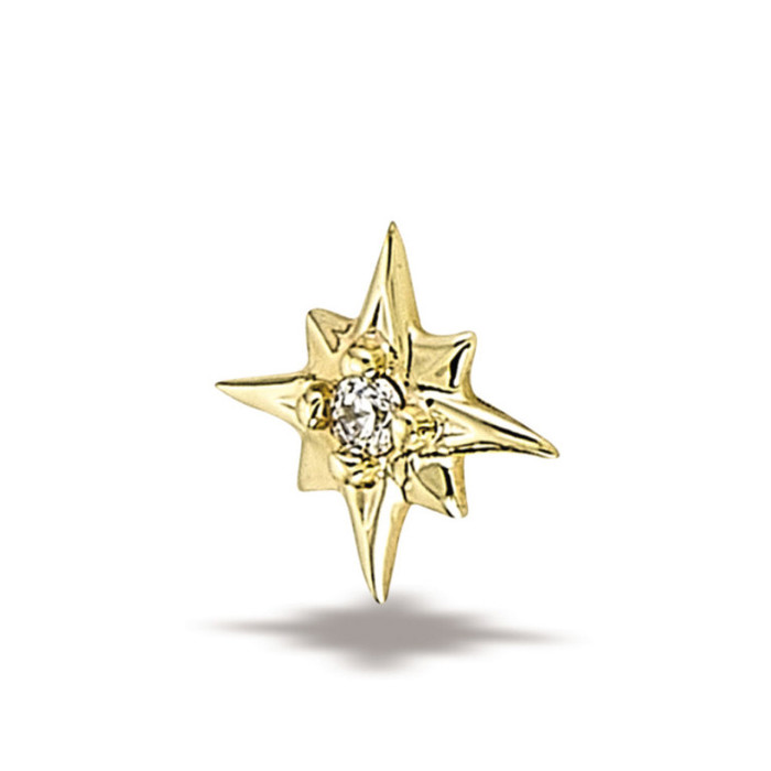 14K Y 8 Point Burst (threadless) CZ