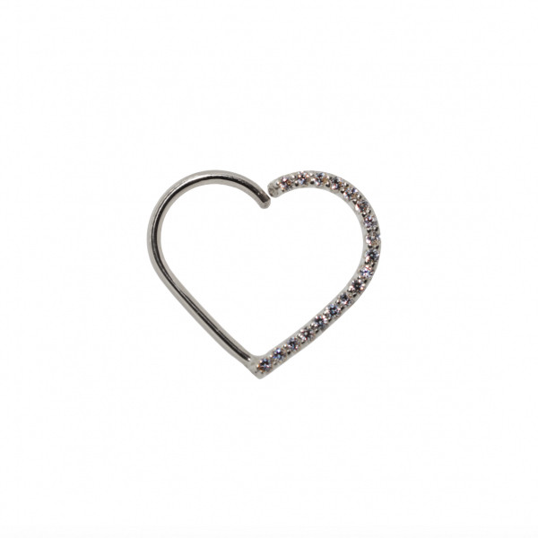 14K Y Cersei Jewelled Heart Seam Ring 1/2'' 18ga Left CZ
