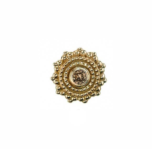 BVLA 14K Round Afghan 6mm (threadless) w/1.5mm Diamond