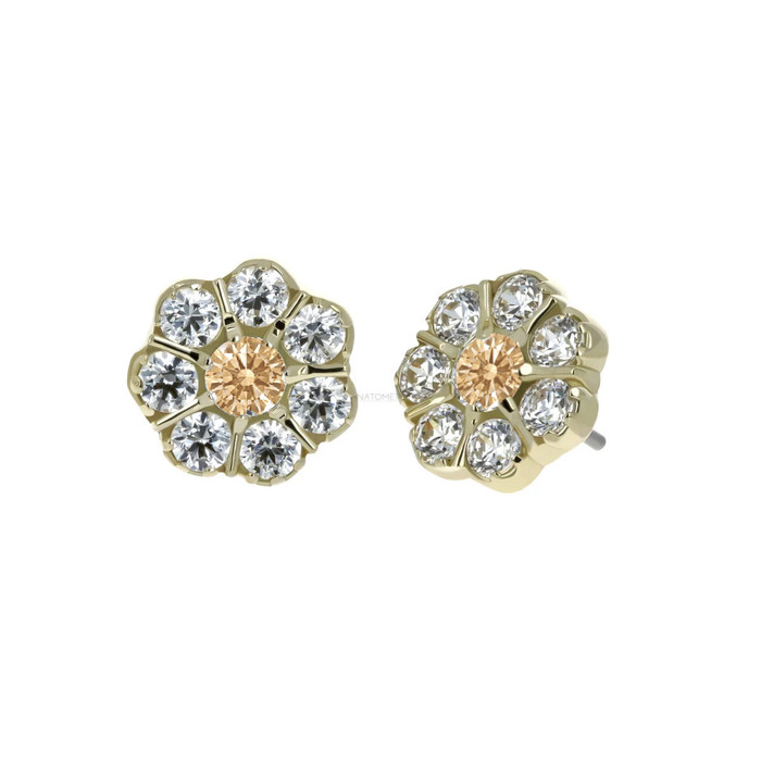 18K Y Gatsby 16ga 2mm/7x1.5mm C- Champ O- CZ