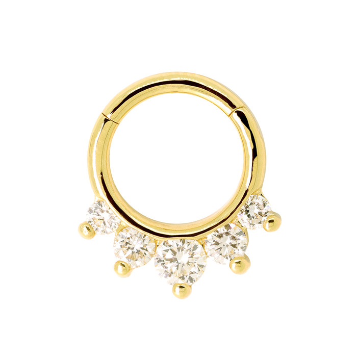 14k Y Prium Clicker 16ga 5/16"  LCDiamond
