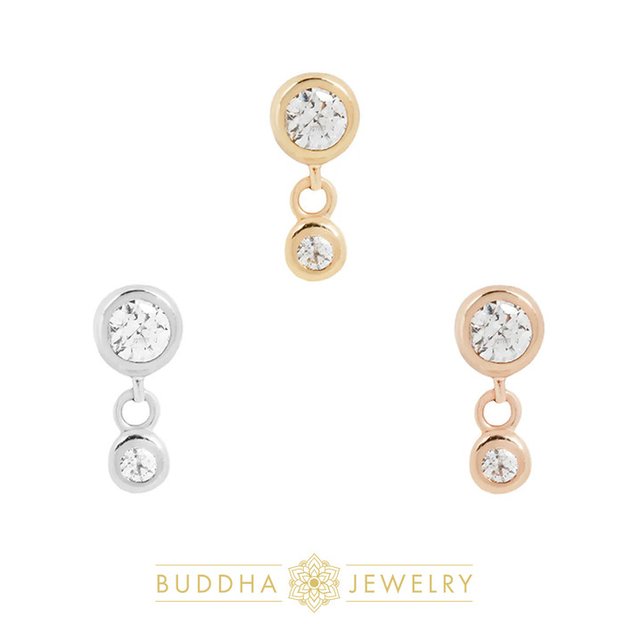 14k Sutton (threadless) 1.8mm w/1.1mm Dangle CZ