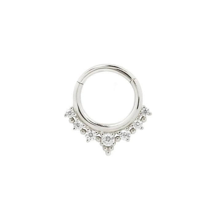 14k W Lala Hinge Ring 16ga 5/16" CZ