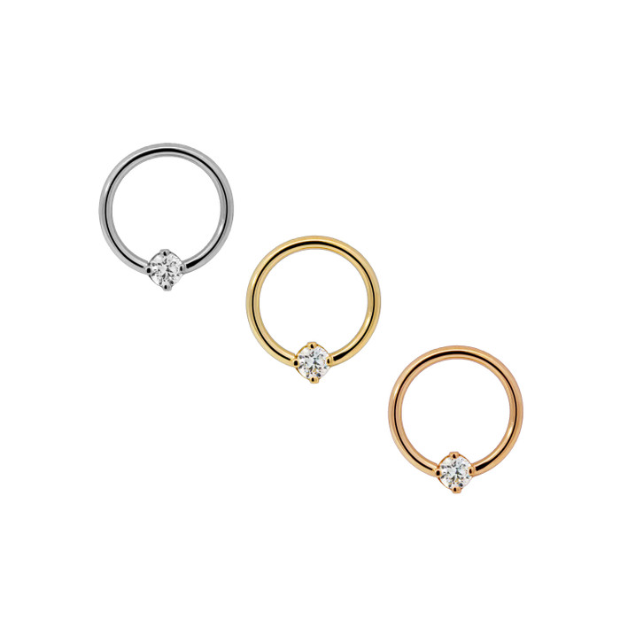 LeRoi 14K F.F. Fixed Bead Ring w/4 Prong CZ