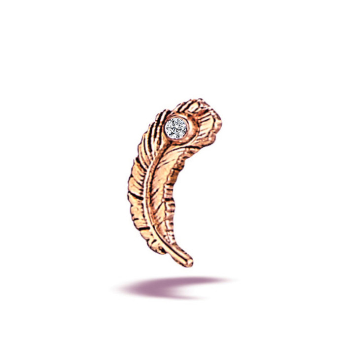 14K R Jewelled Feather 16ga CZ (right)