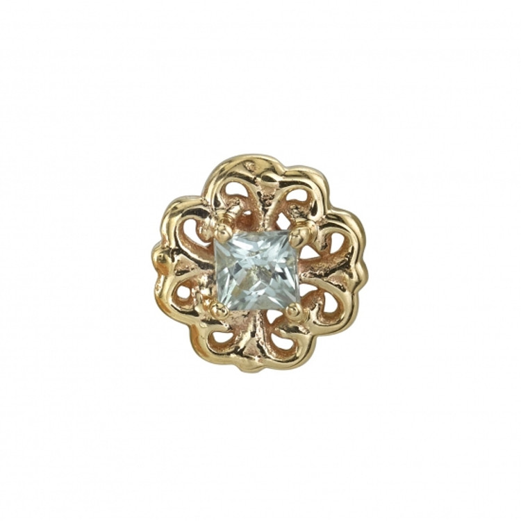 14K R Lamia Princess Filigree 2mm princess prong 16ga CZ 14K R Lamia Princess Filigree 2mm princess prong 16ga CZ