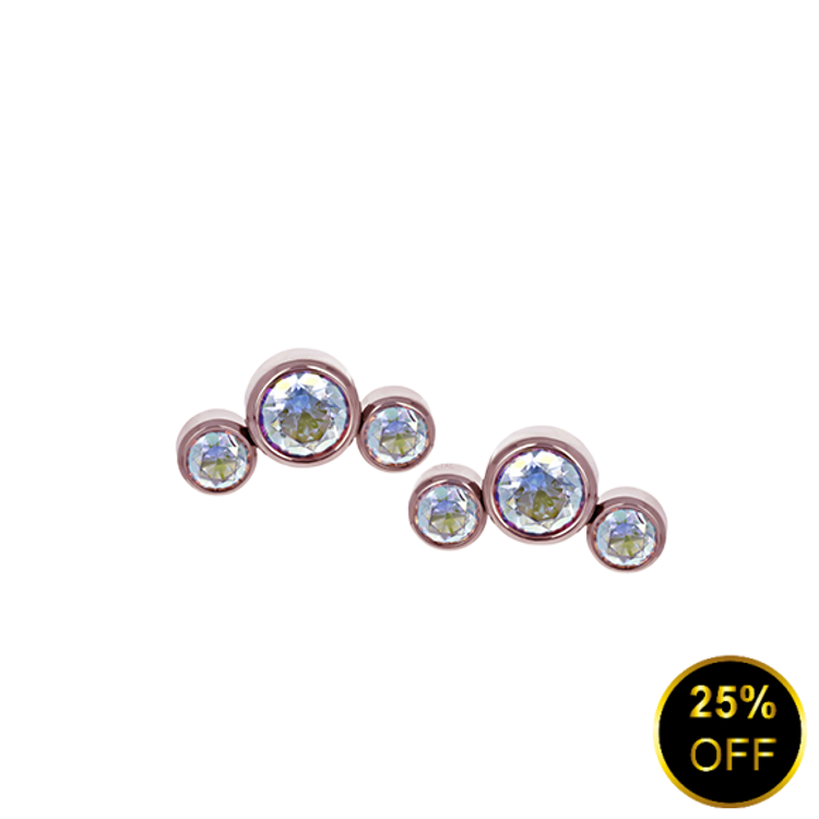 18K R Triple Curved Cluster 16ga 2/2.5/2 au/au/au