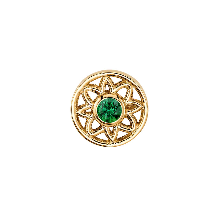 14k Yellow Gold with Emerald Green Diamond