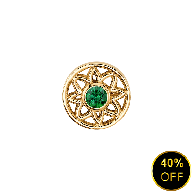 14K Y Paloma Flower 7mm 16ga Emerald Green Diamond - 40% Off