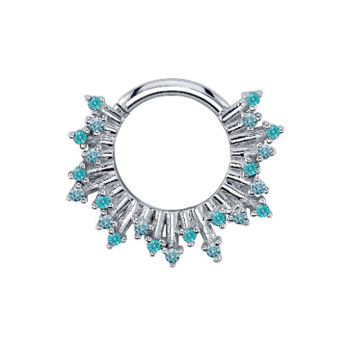 Mint Green CZ &  Genuine Ice Blue Diamond