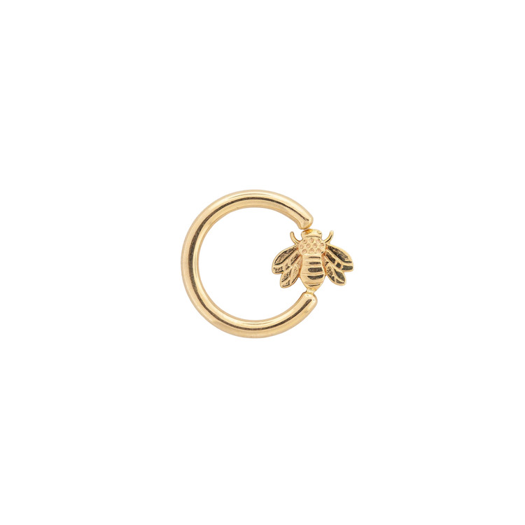 14K Y Seam Ring w/ fixed Bee (horizontal) 16ga 7/16"