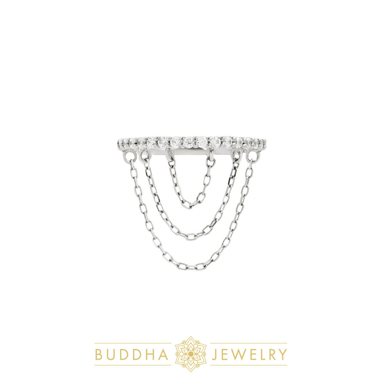 14k W Radiate Hinge Ring 16ga 3/8  CZ 14k W Radiate Hinge Ring 16ga 3/8  CZ