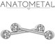 TI Side Set Bezel Jewelled Barbell (Anato) (pair) Opal 12ga 5/8'' #20 Red