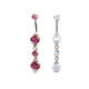 TI 6mm 2 Prong Double Jewelled Curved bar w/4/6mm Dangles I.S 14ga