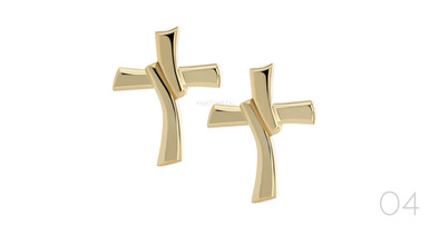 18K Y Twisted Cross 4 (threadless) - Westcoast Piercing