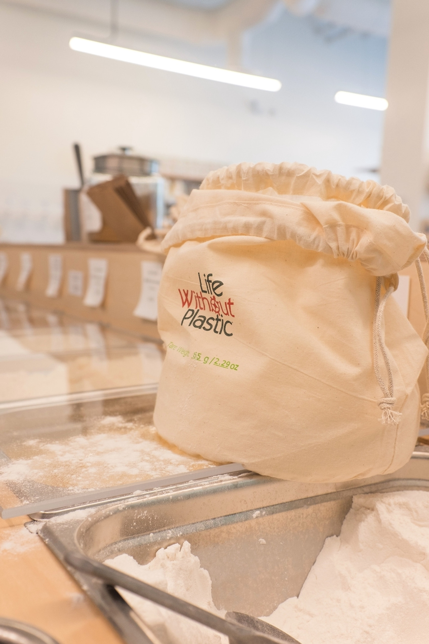 Organic Cotton Bulk Bag With Flat Bottom And Double Bag For Flour