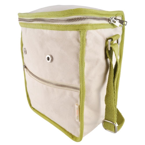 Wool Insulated Organic Cotton Lunch Bag - Olive Trim