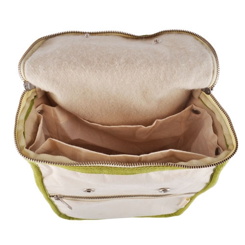 Wool Insulated Organic Cotton Lunch Bag - Olive Trim