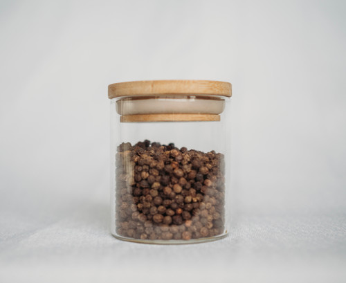 Small Glass Storage Jar with a Bamboo Lid 