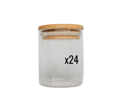 Case of 24 - Small Glass Storage Jar with a Bamboo Lid 
