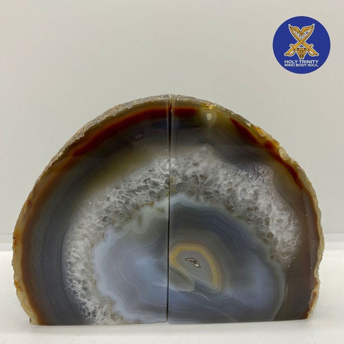 Natural Agate Bookend Pair Geode Crystal Brazilian Made for Home and Office Decor