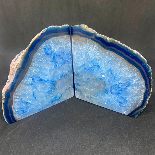 Agate Crystal  Bookends Blue #3.43