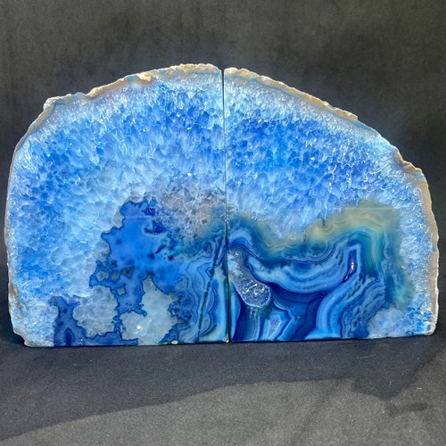Blue Agate Crystal Bookends #3.52 Blue Agate Crystal Bookends #3.52