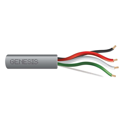 Genesis 21155509 18/4 Stranded Unshielded Cable, Riser, CMR, FT4, 500' Pull Box, Gray