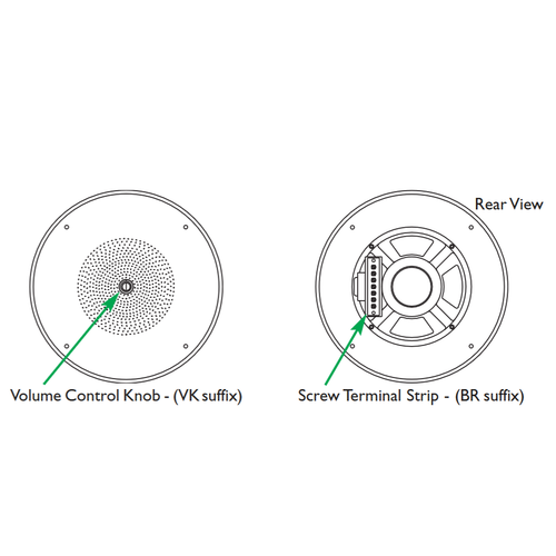 Bogen S86T725PG8WBRVK Ceiling Speaker Grille Assembly, Volume Control, Screw Terminals, Off-White