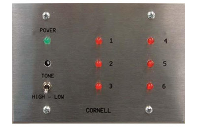 Cornell A-4006A Annunciator, 6 Zone on 3 Gang Stainless Steel Plate