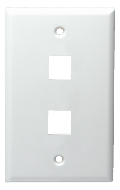 1-Gang 2-Port Std Wallplate Wh