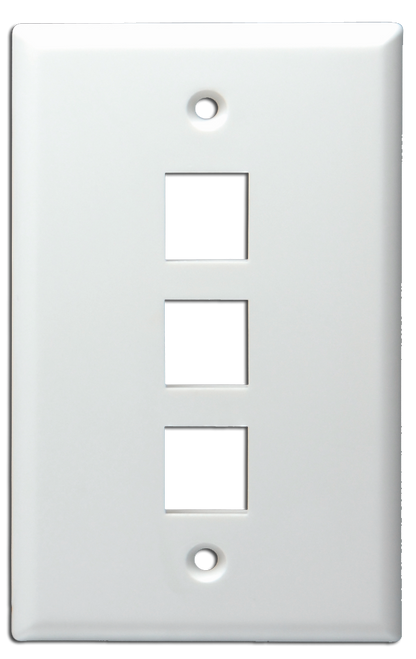 DataComm 20-3013-WH Mid-Size Keystone Plate 3 Port UL, White