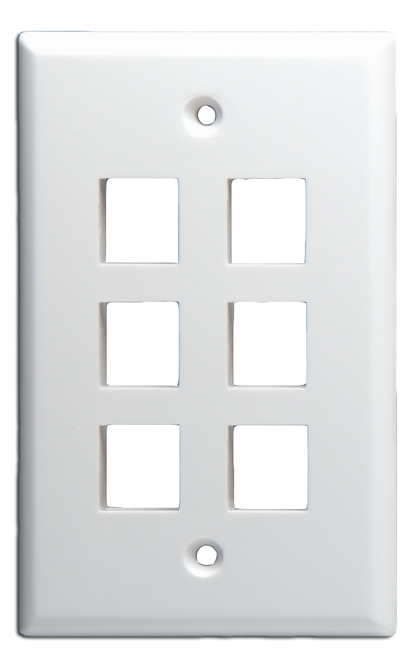 1-Gang 6-Port Mid Wallplate Wh