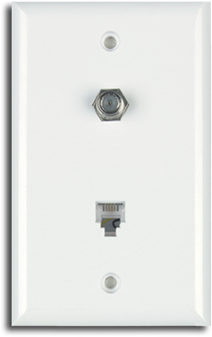 1-Gang 1-F 1-Tele Mid Wallplate Wh