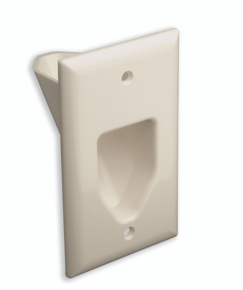 DataComm 45-0001-LA 1-Gang Recessed Low Voltage Cable Plate, Lite Almond