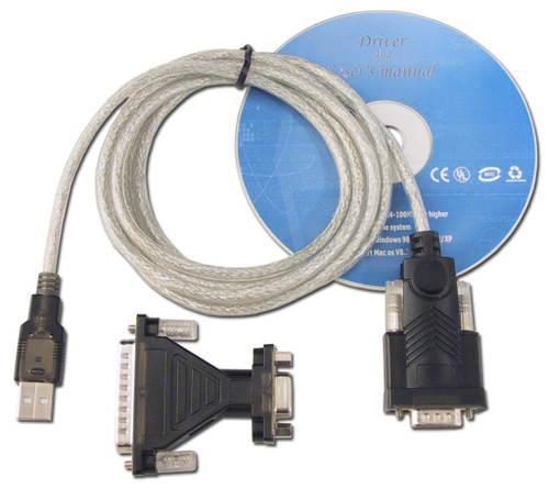 USB to RS-232 Adapter 6' Cable Male-USB/Male-DB9