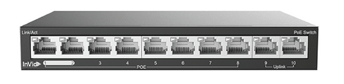 InVid Tech VIS-LRPOE8-2AN Long Range 8 Port PoE Switch, 2 Uplink Ports, 100 MBPS, UL Listed