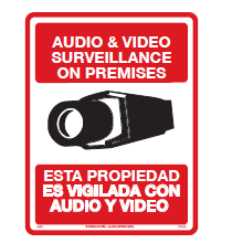 Maxwell STV-210 Bilingual English-Spanish Video & Audio Sign, 8.5 x 11