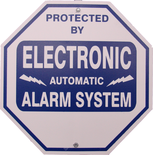Maxwell YS-102 Security Sign, Blue, Mounted to 36in Stake