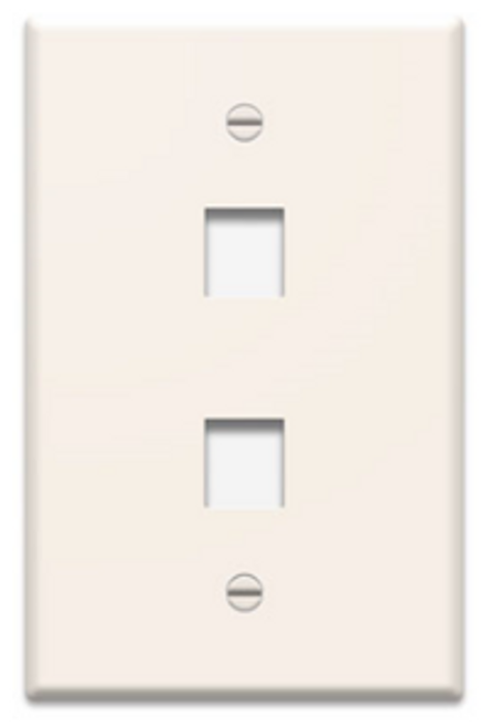 Single Gang Wall Plate, 2-Port, Lgt Alm