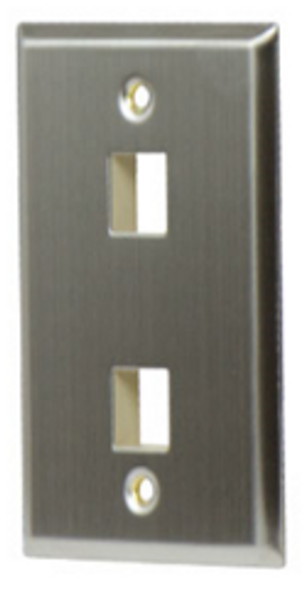 1-Gang, 2-Port Wallplate, Stainless Steel