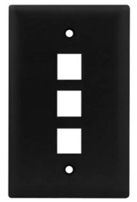 1-Gang 3-Port Std Wallplate Bk