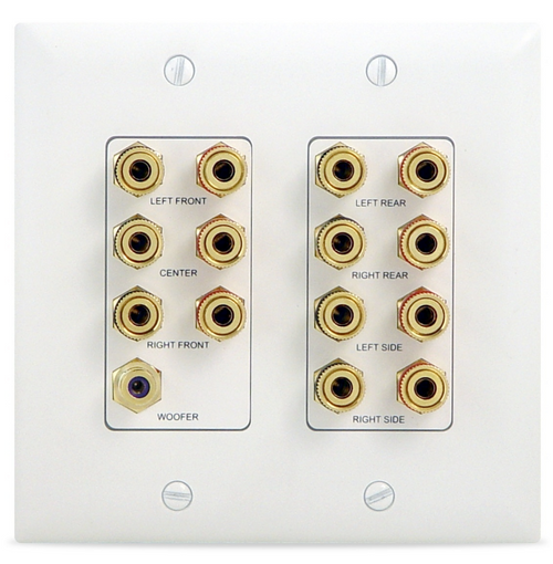 7.1 Home Theater Two Gang Wall Plate, White (Consumer Pkg)