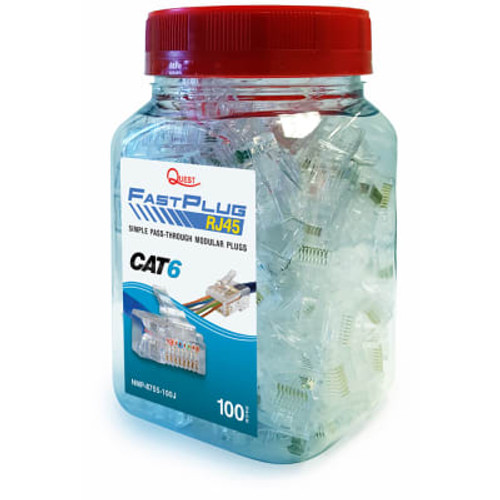 RJ45 Cnctr Cat6 UTP 8P8C EZ-Feedthru 100Pk Jar