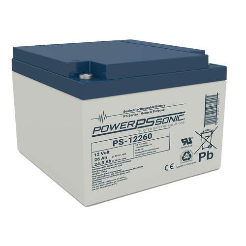 Power Sonic PS-12260 NB2 12V 26Ah Sealed Lead Acid Battery