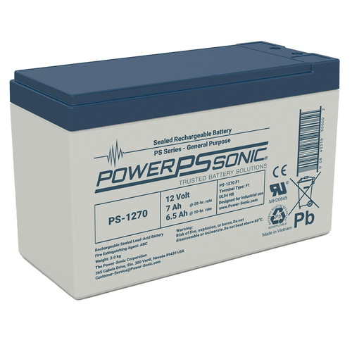 Power Sonic PS-1270 F2 12V 7Ah, Sealed Lead Acid Battery