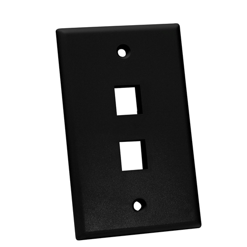 Quest Technology NFP-1021 Keystone Wall Plate, Single-Gang, 2 Port, Black