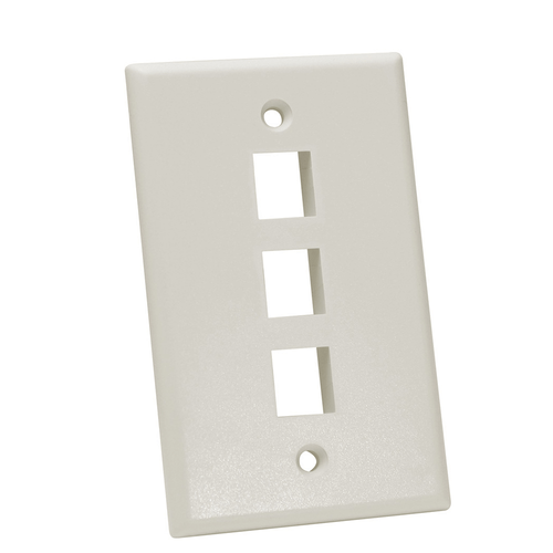Quest Technology NFP-1032 Keystone Wall Plate, Single Gang, 3 Port, Light Almond