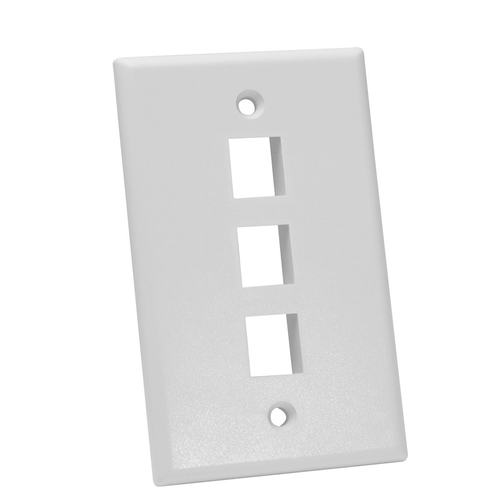 NFP-1038 Keystone Wall Plate, Single-Gang, 3 Ports, White