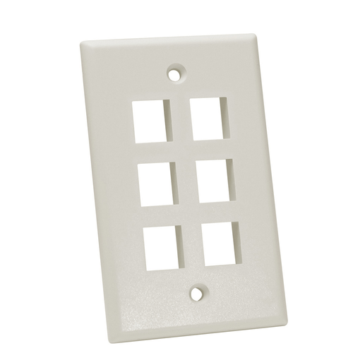 Quest Technology NFP-1062 Keystone Wall Plate, Single-Gang, 6 Ports, Light Almond